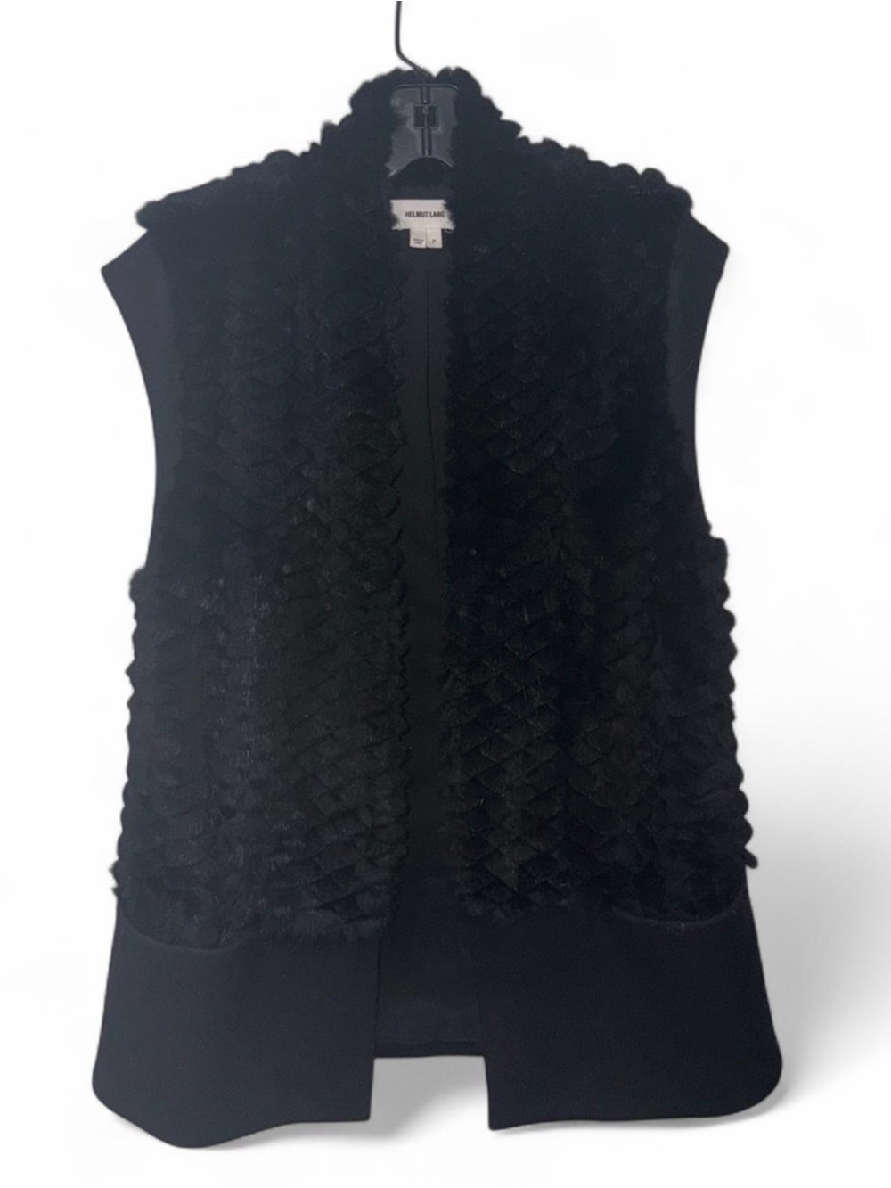 Helmut Lang Black Textured Sleeveless Open Vest